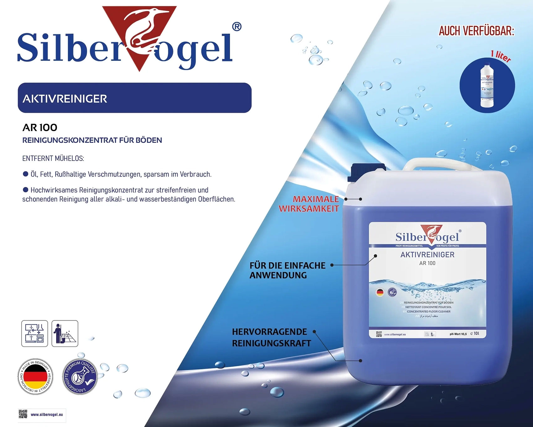 Silbervogel Aktivreiniger AR100: Der Profi-Reiniger für kraftvolle und streifenfreie Reinigung
